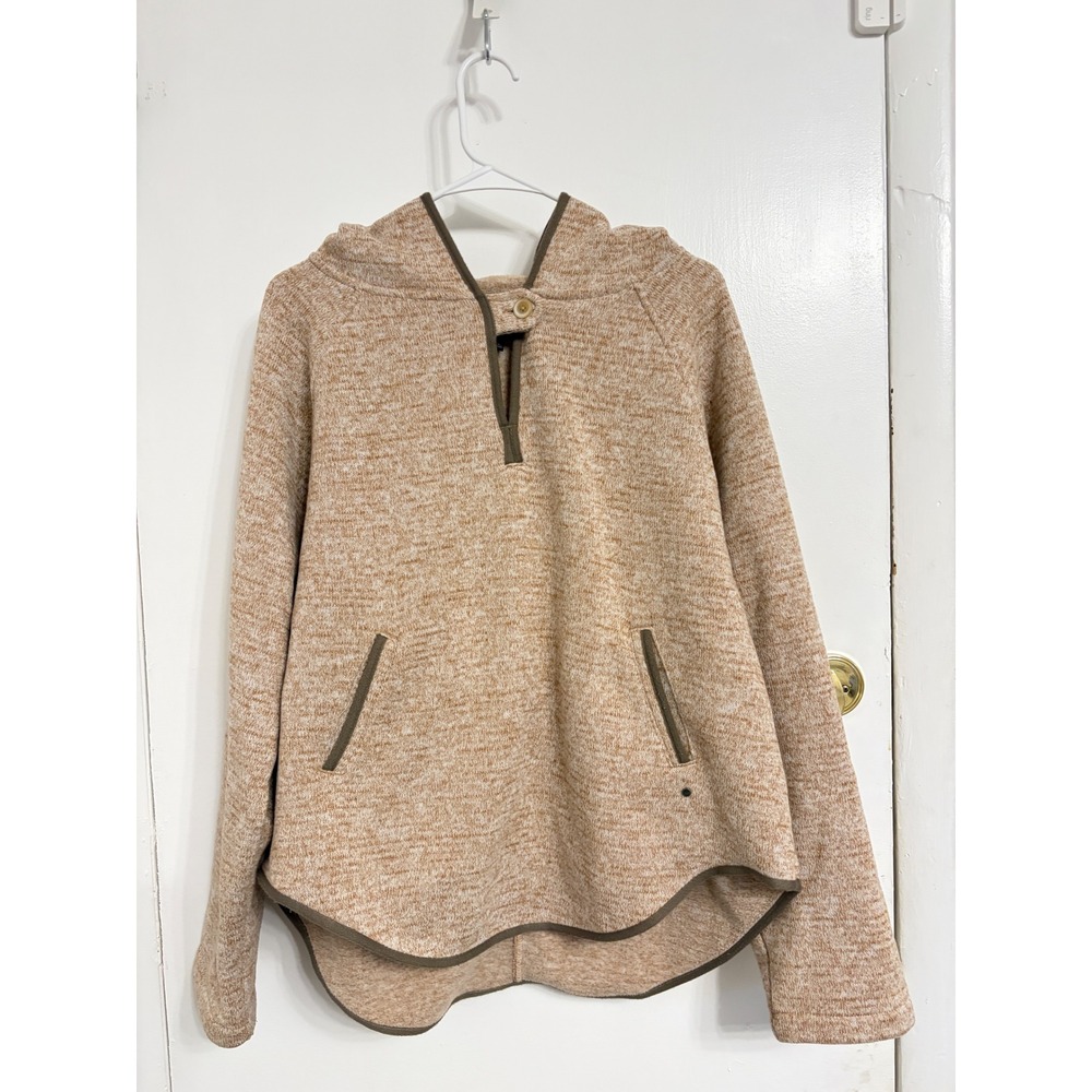 Prana Mattea Hoodie Sweater Pullover Tan Heather Asymmetrical Hem Womens XL - Picture 2 of 10